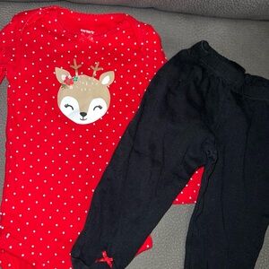 Carter's Red Reindeer Onesie with White Dots